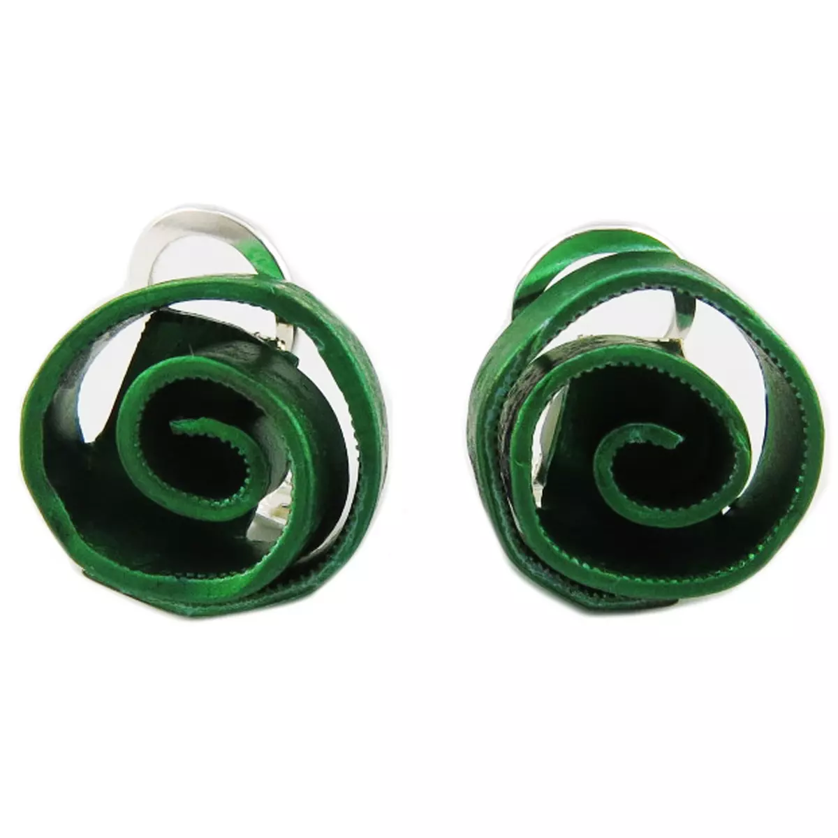 les trésors de lily Clips / boucles d'oreilles artisanales 'Aluminirock' vert 15 cm [R1234]
