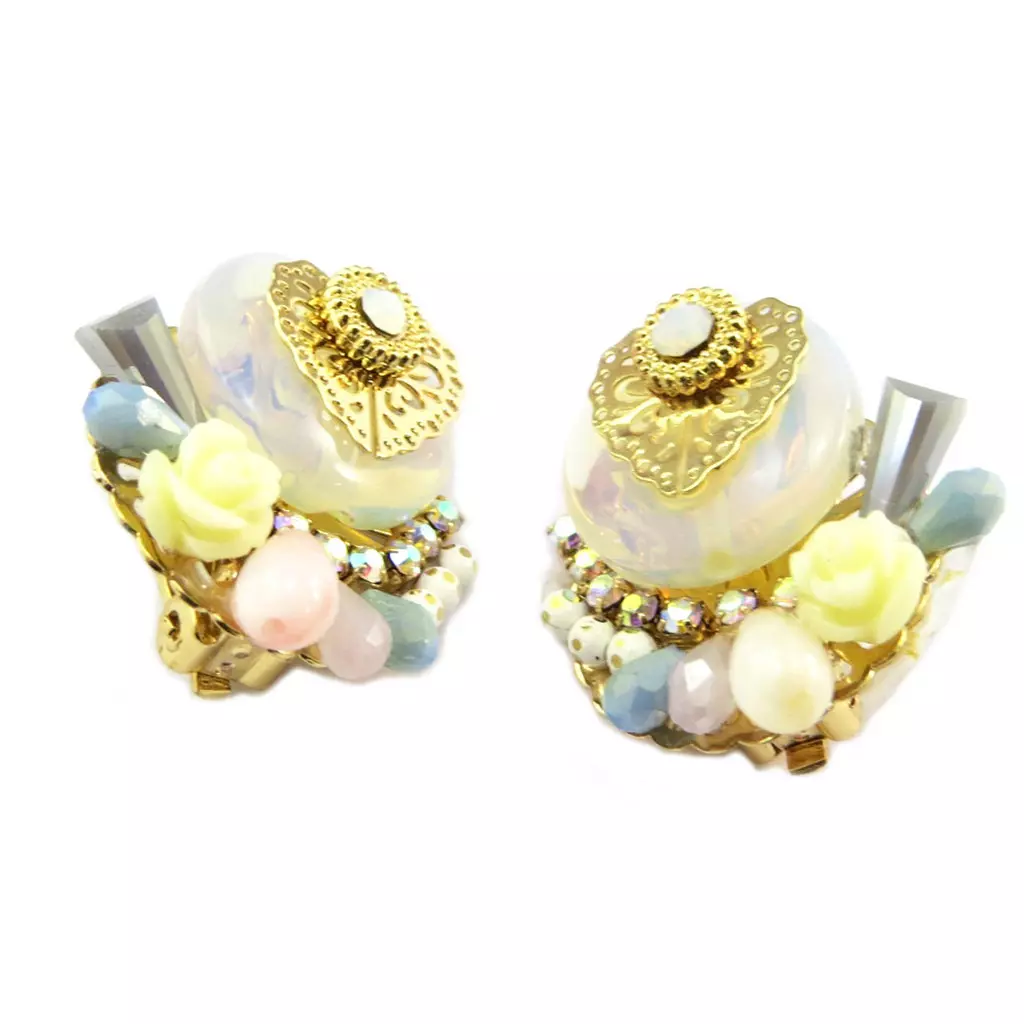 Les Trésors De Lily Clips Créateur 'Altaï' Beige Doré 25x20 Mm [P7350]