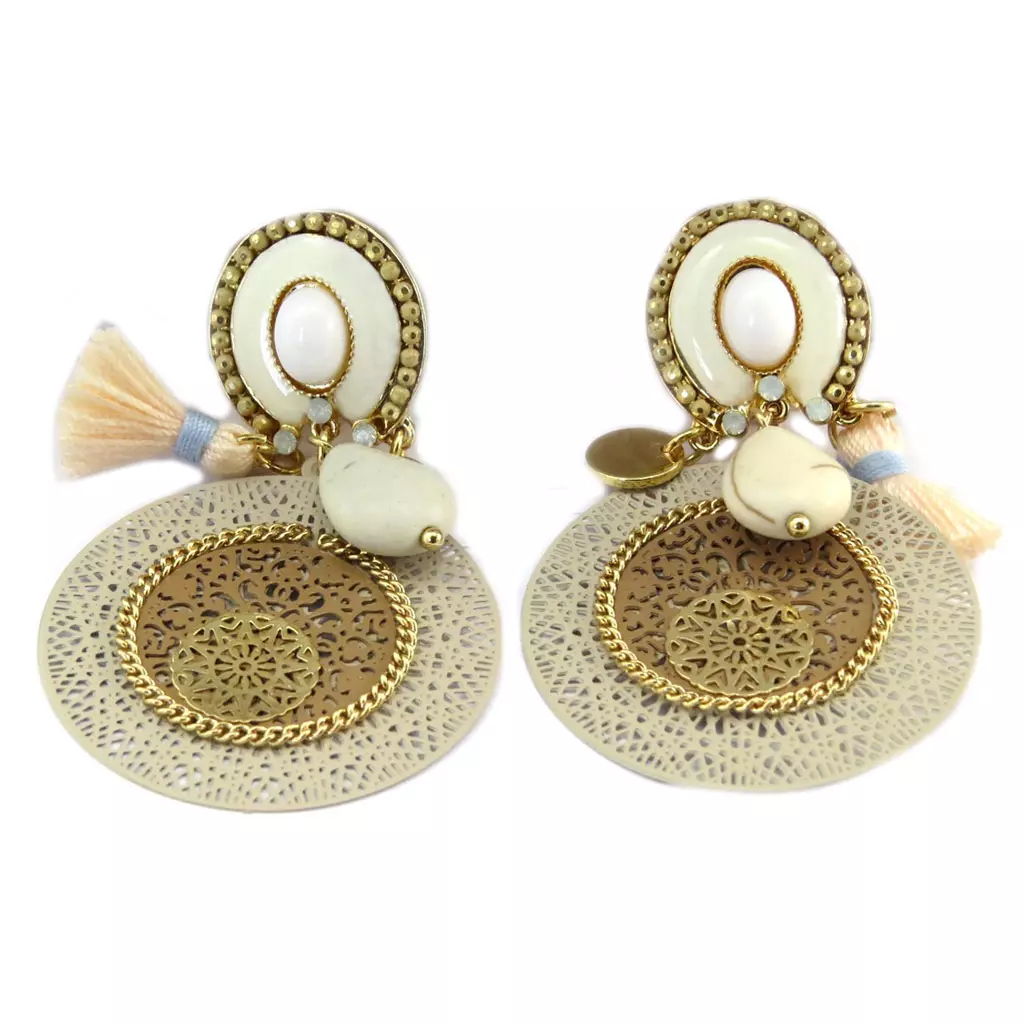 les trésors de lily Clips Créateur 'Altaï' beige doré 58x35 mm [P7352]