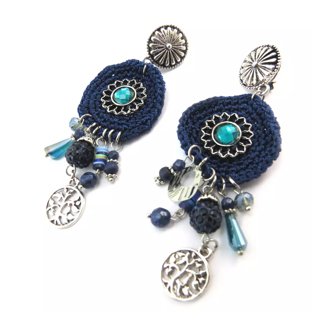 Les Trésors De Lily Clips Créateur 'Altaï' Bleu Argenté [P3648]