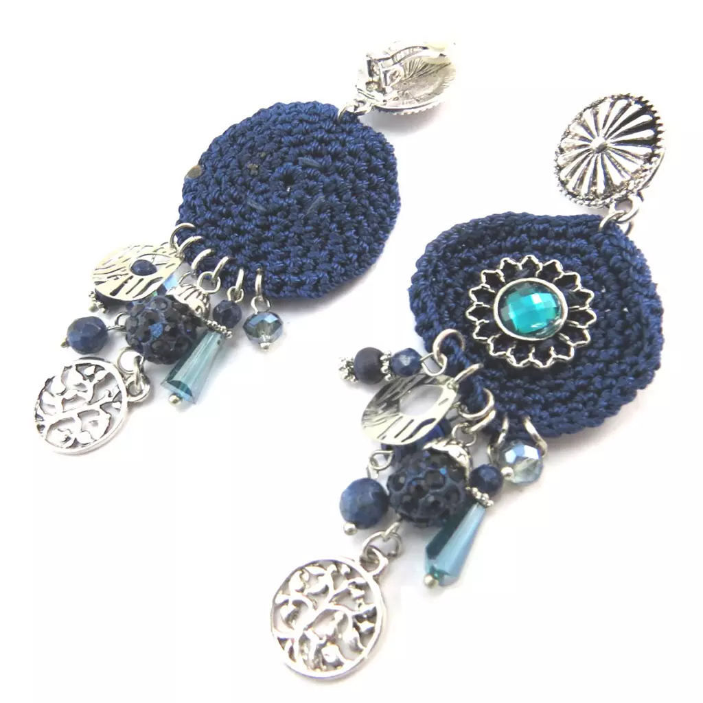 Les Trésors De Lily Clips Créateur 'Altaï' Bleu Argenté [P3648]