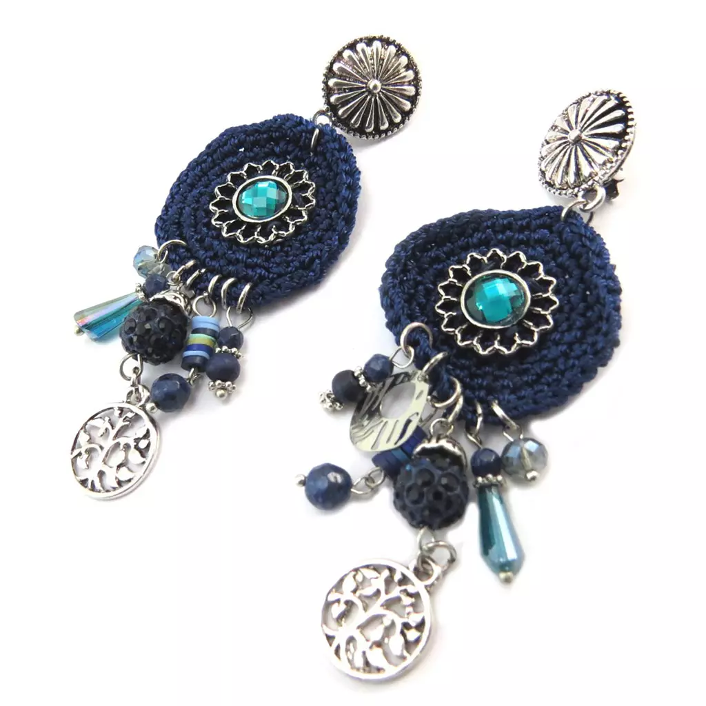 les trésors de lily Clips Créateur 'Altaï' bleu argenté [P3648]