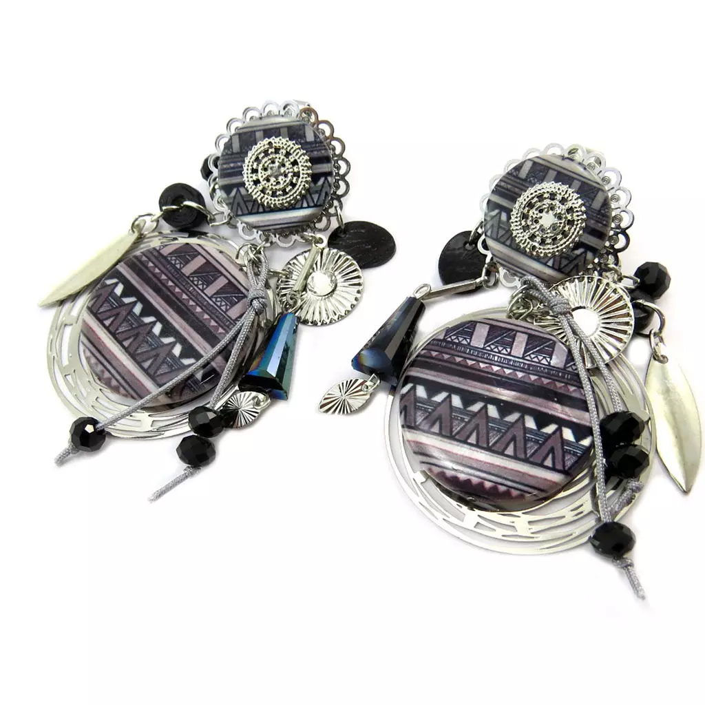 les trésors de lily Clips Créateur 'Altaï' gris argenté 65x40 mm [P4585]