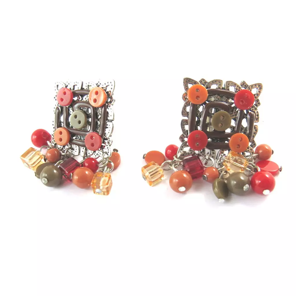 les trésors de lily Clips Créateur 'Babouchka' rouge marron [H8795]