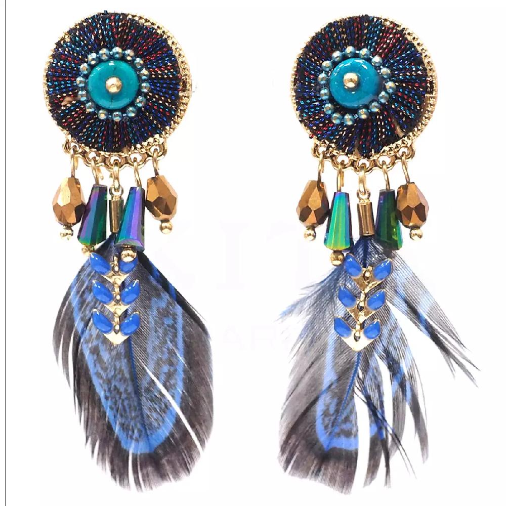 les trésors de lily Clips créateur 'Boho' bleu doré 60x20 mm [Q4964]