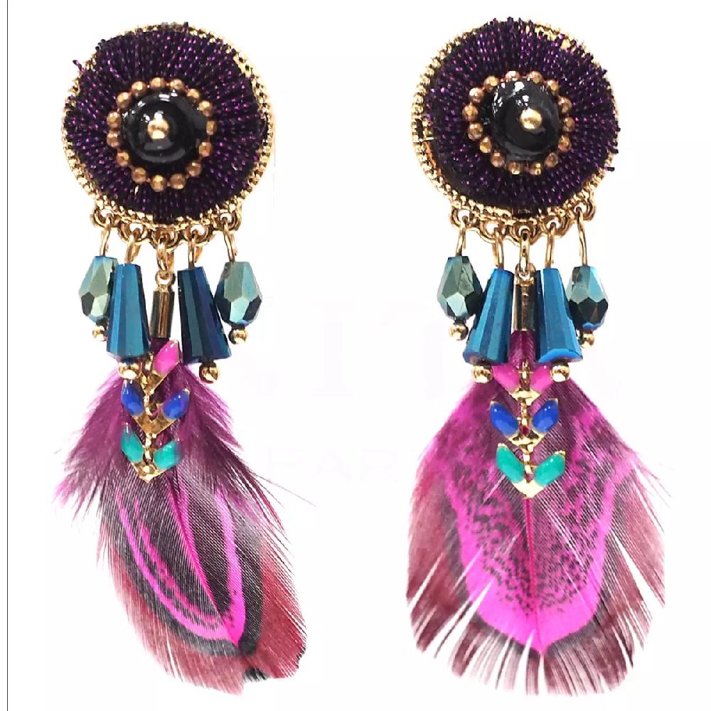 les trésors de lily Clips créateur 'Boho' violet doré 60x20 mm [Q4963]