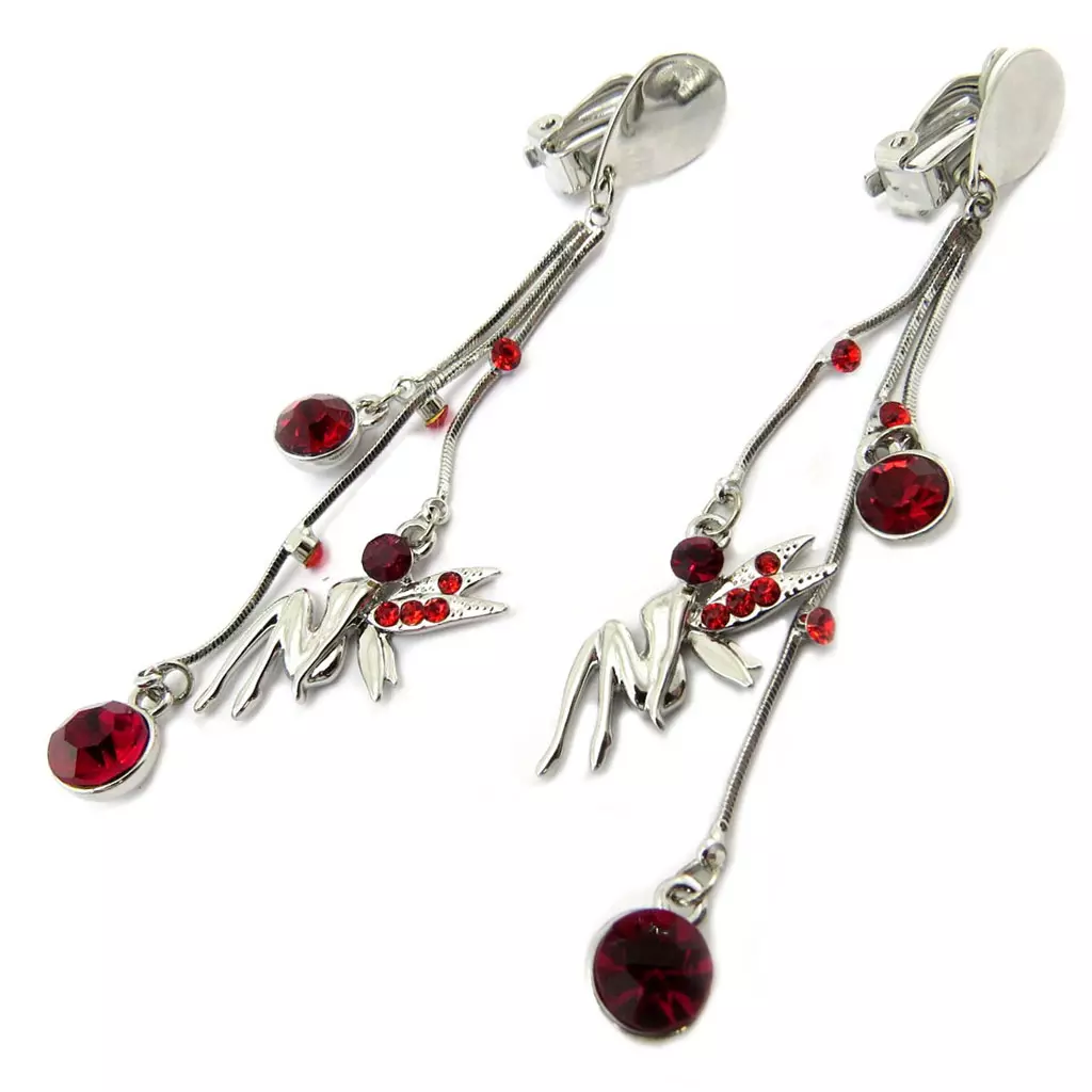 Les Trésors De Lily Clips Créateur 'Fée Clochette' Rouge Argenté 85x20 Mm [P4629]