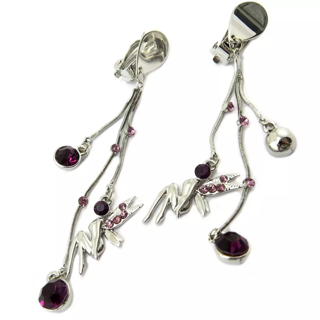 les trésors de lily Clips Créateur 'Fée Clochette' violet argenté 85x20 mm [P4630]