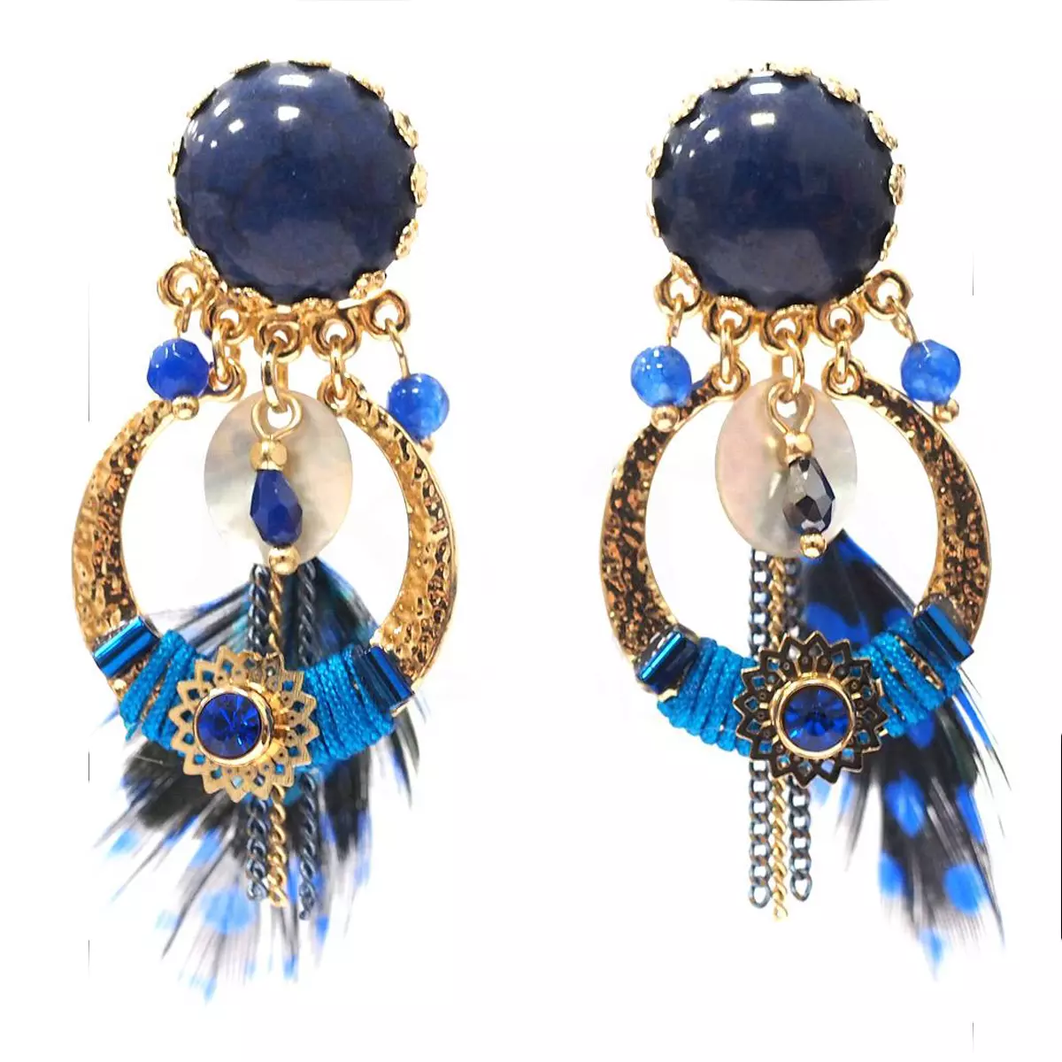 les trésors de lily Clips créateur 'Lilipoupettes' bleu doré 65x25 mm [Q1045]