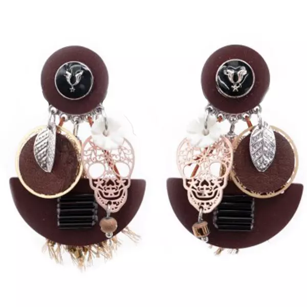 les trésors de lily Clips créateur 'Lilipoupettes' marron doré argenté 55x40 mm [Q5796]