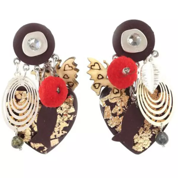 les trésors de lily Clips créateur 'Lilipoupettes' marron doré argenté 65x35 mm [Q5794]