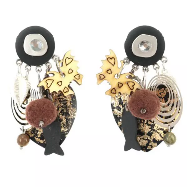 Les Trésors De Lily Clips Créateur 'Lilipoupettes' Noir Doré Argenté 65x35 Mm [Q5795]
