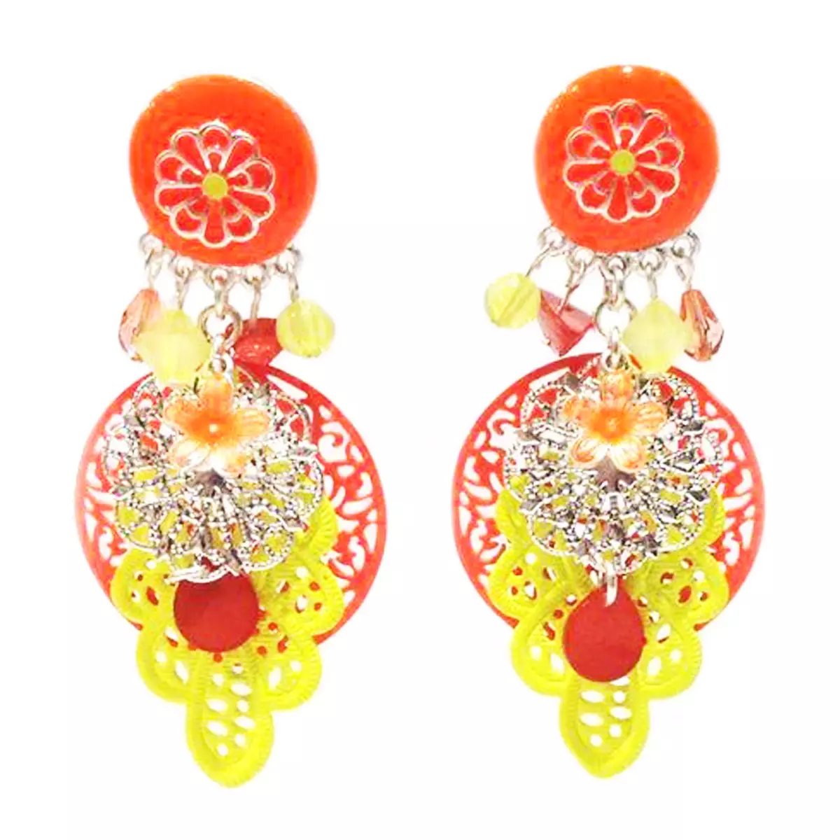 les trésors de lily Clips créateur 'Lilipoupettes' orange jaune 75x34 mm [Q1273]