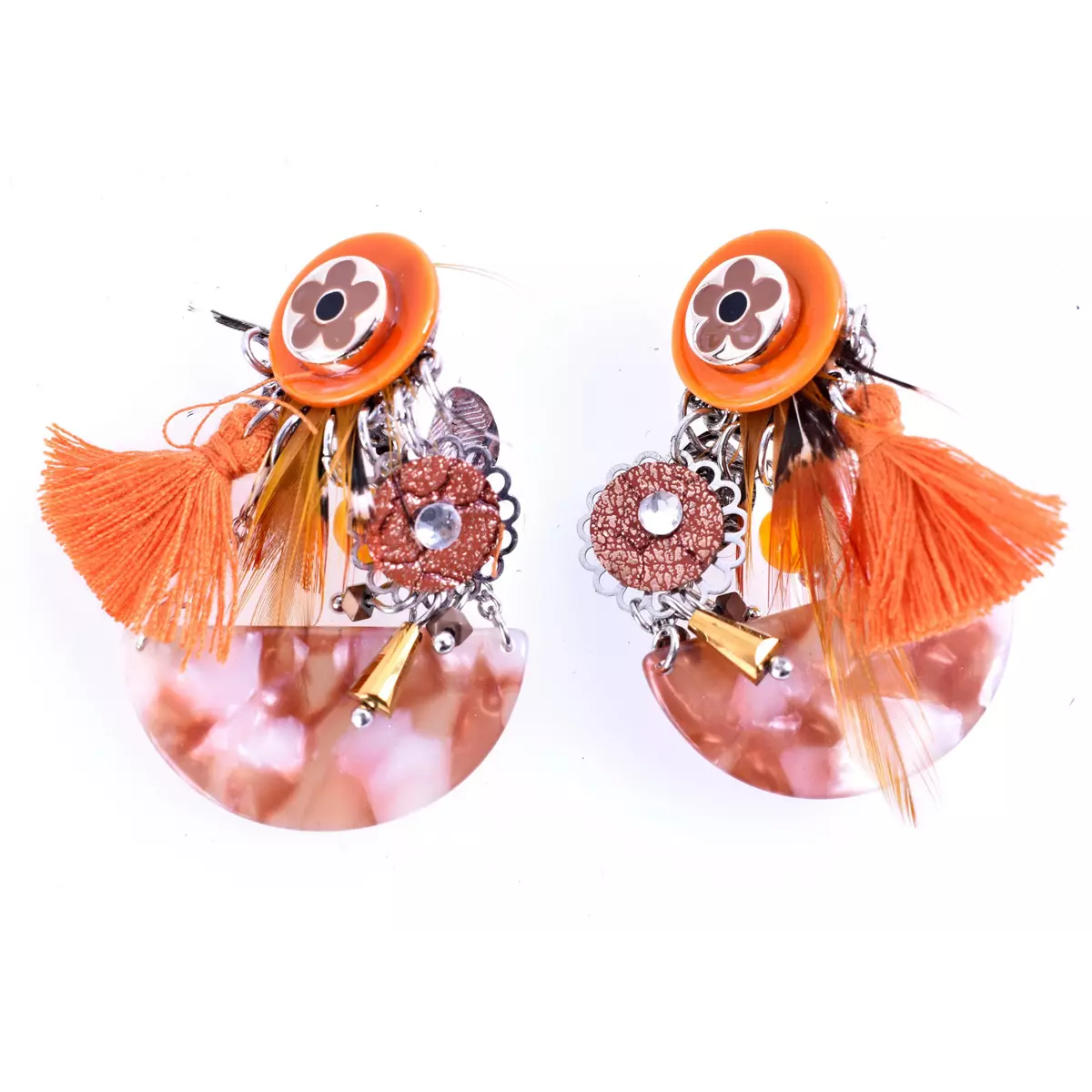 Les Trésors De Lily Clips Créateur 'Lilipoupettes' Orange Marron 50x30 Mm [R6195]
