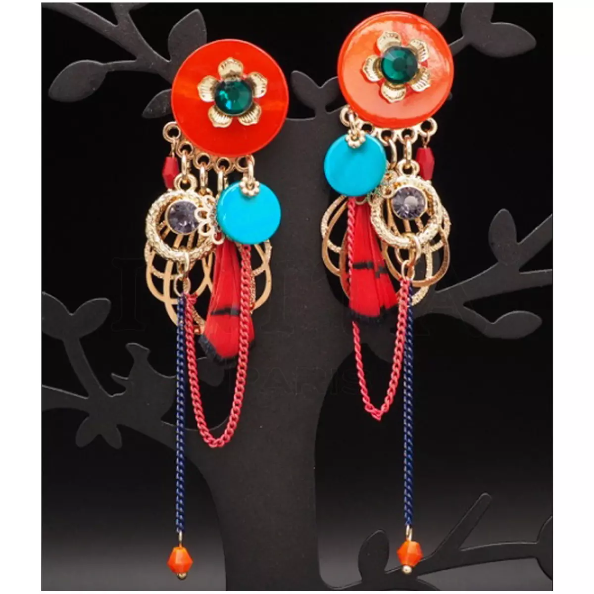 les trésors de lily Clips créateur 'Lilipoupettes' orange rouge doré 10x25 cm [Q8761]