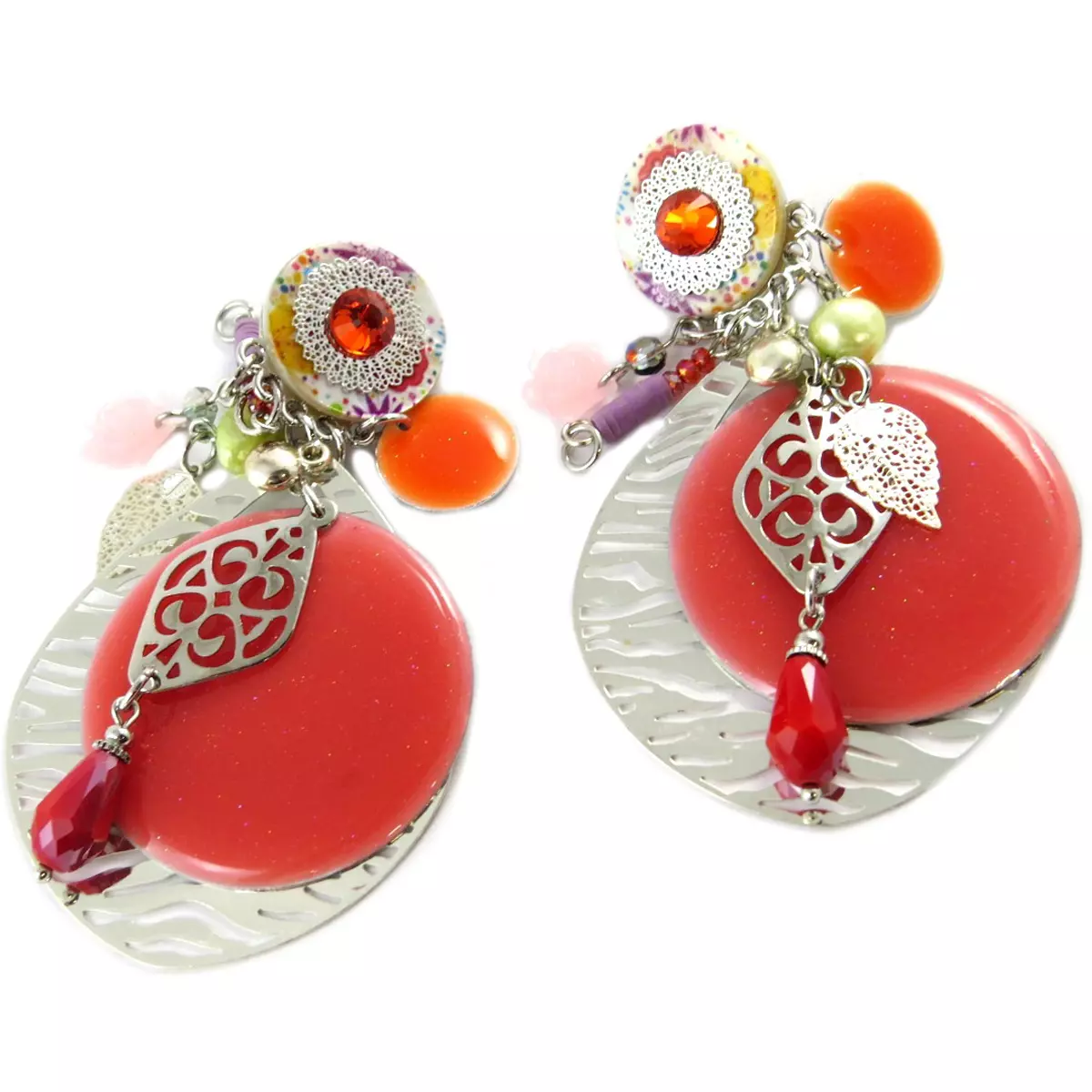 les trésors de lily Clips créateur 'Lilipoupettes' rose argenté 80x45 mm [Q1283]