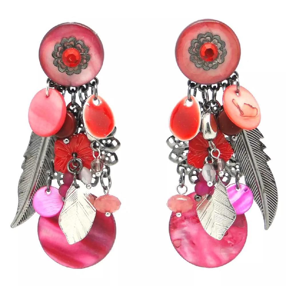les trésors de lily Clips créateur 'Lilipoupettes' rose rouge argenté 80x35 mm [Q1270]