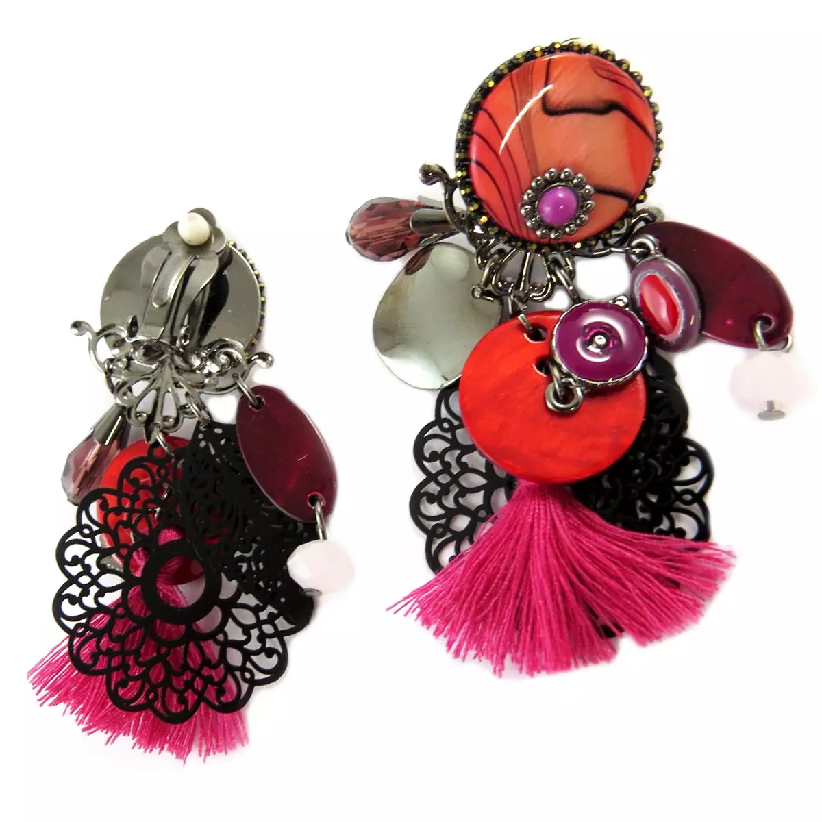 Les Trésors De Lily Clips Créateur 'Lilipoupettes' Rouge Noir 70x30 Mm [Q1272]
