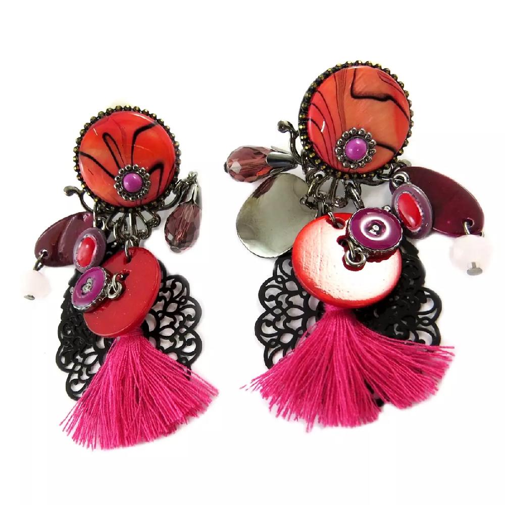 les trésors de lily Clips créateur 'Lilipoupettes' rouge noir 70x30 mm [Q1272]