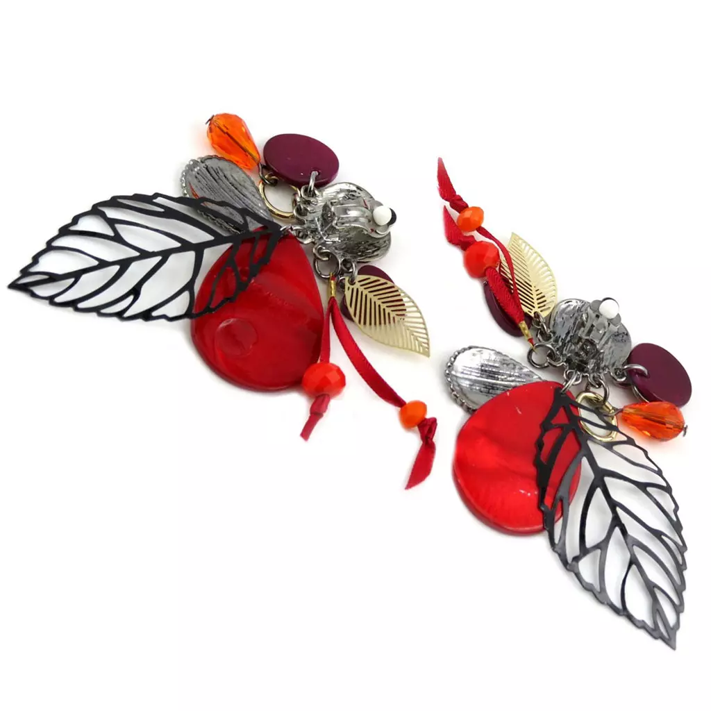Les Trésors De Lily Clips Créateur 'Lilipoupettes' Rouge Noir Doré 75x30 Mm [P8398]