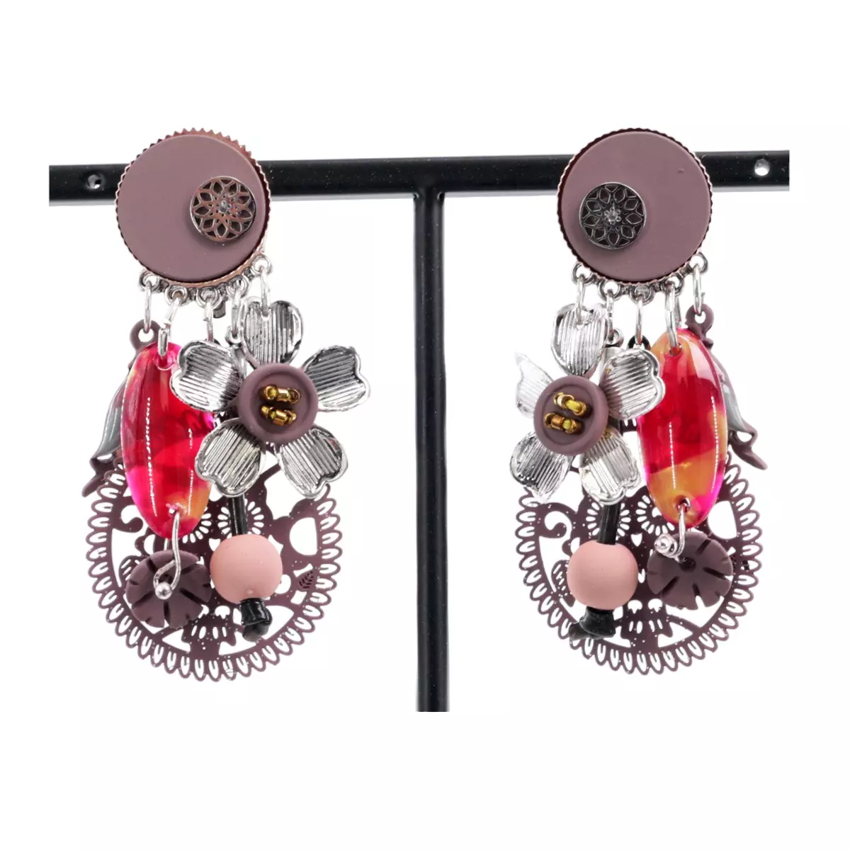 les trésors de lily Clips créateur 'Lilipoupettes' taupe argenté 60x35 mm [R6134]