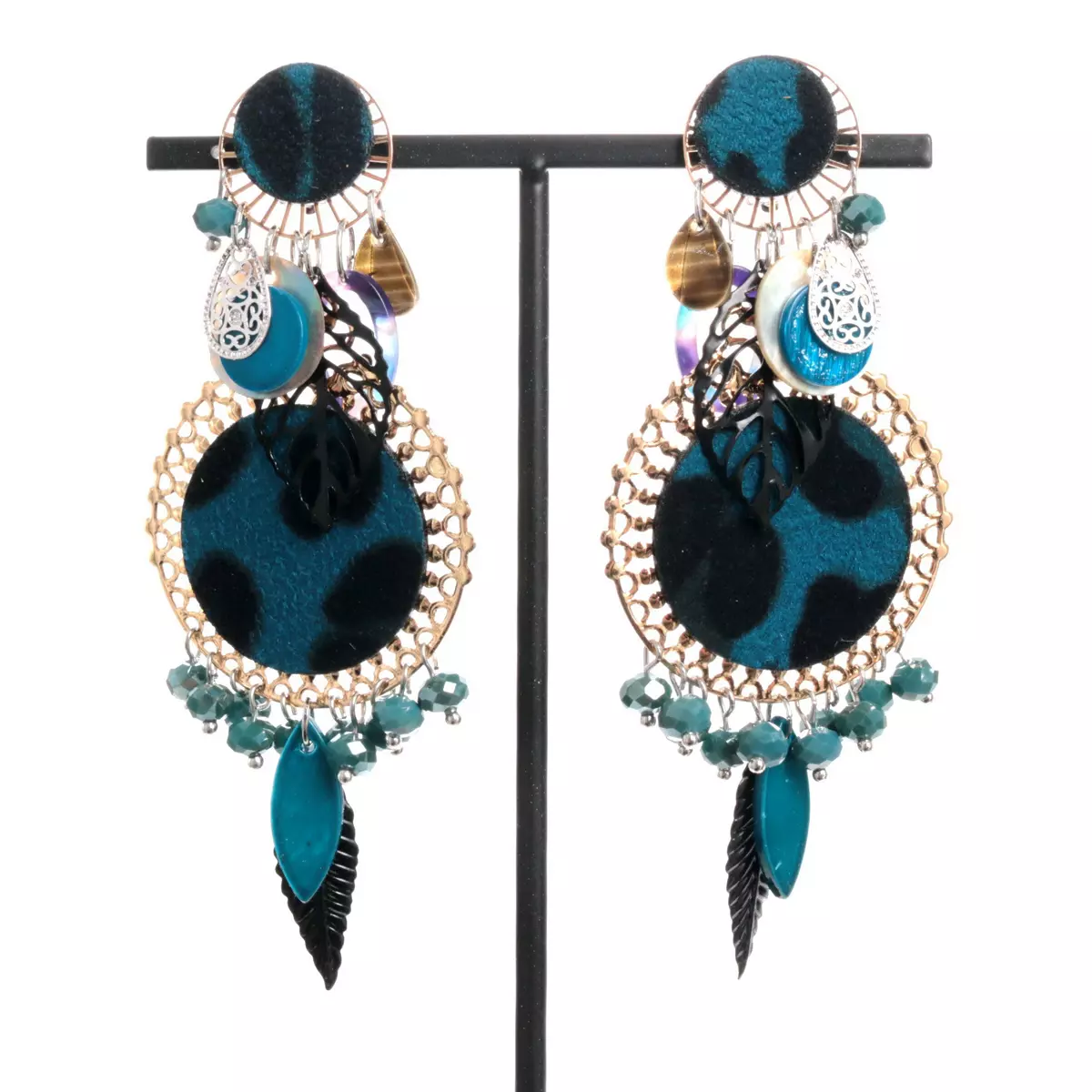 les trésors de lily Clips créateur 'Lilipoupettes' turquoise doré 11x4 cm [R6187]