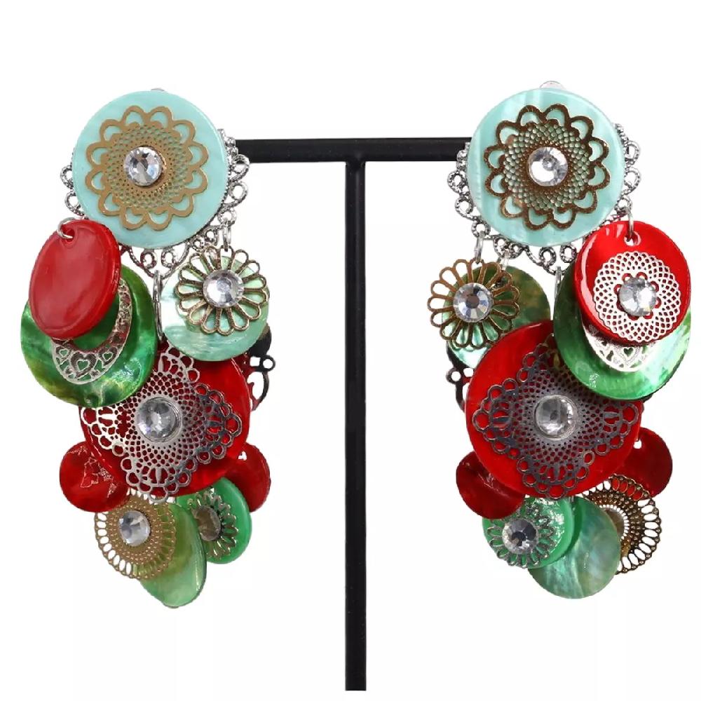 les trésors de lily Clips créateur 'Lilipoupettes' vert rouge argenté 80x45 mm [R6127]