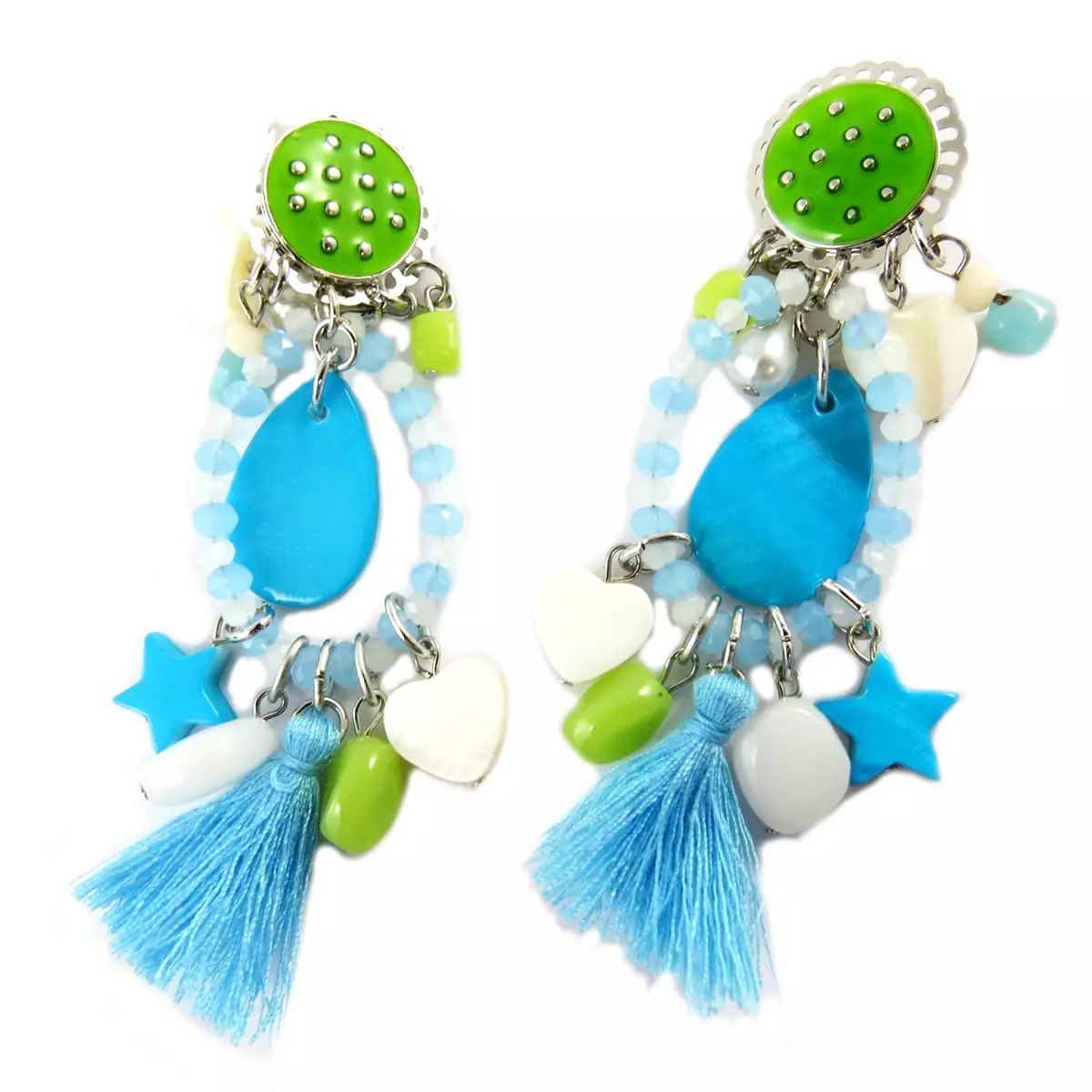 les trésors de lily Clips créateur 'Lilipoupettes' vert turquoise argenté 65x25 mm [Q1261]