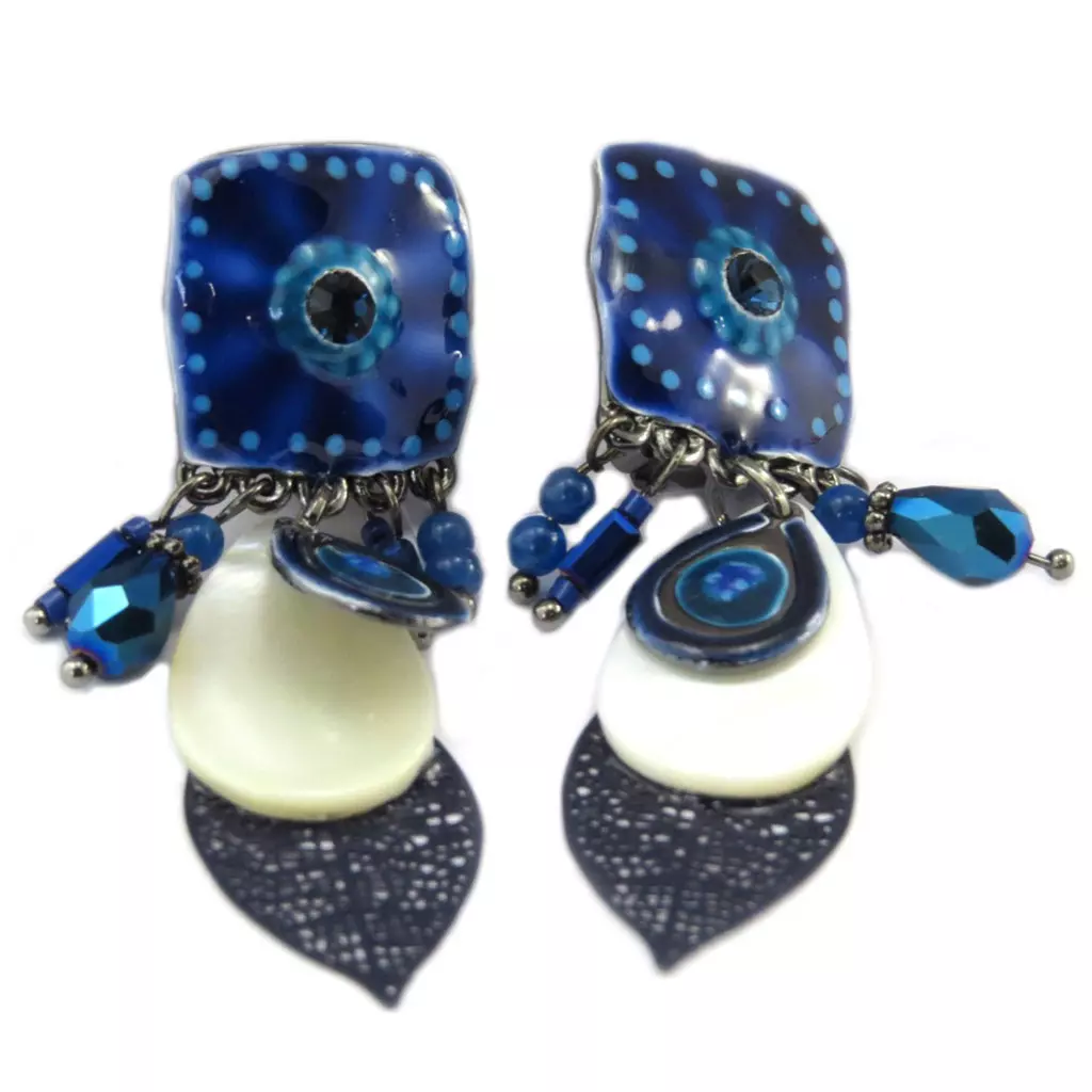 les trésors de lily Clips Créateur 'Navajos' bleu beige 60x18 mm [P7346]