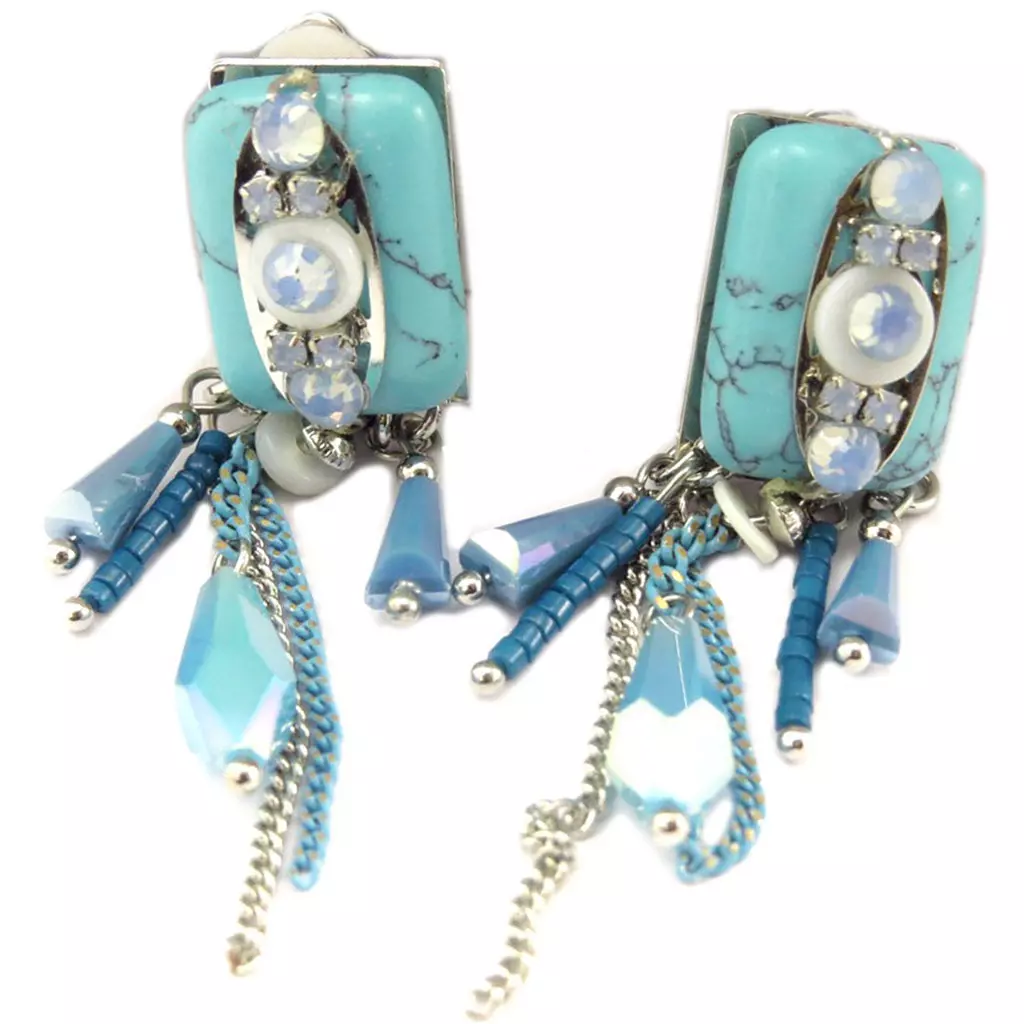 les trésors de lily Clips Créateur 'Navajos' turquoise argenté 50x23 mm [P7343]