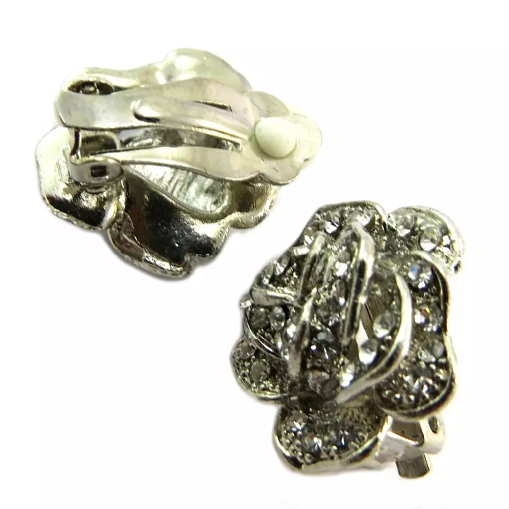 Les Trésors De Lily Clips Créateur 'Rosa Romantica' Blanc Argenté (fleur) 22 Mm [P4610]