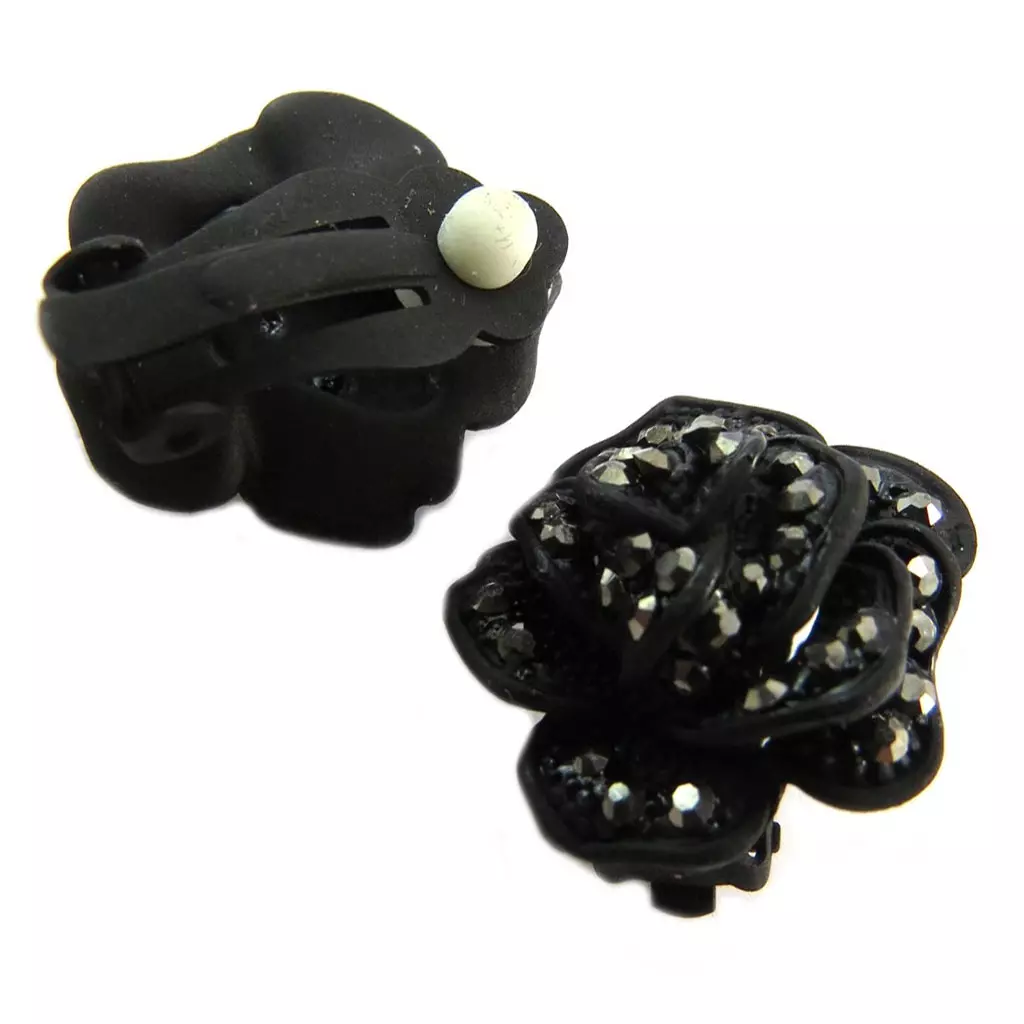 Les Trésors De Lily Clips Créateur 'Rosa Romantica' Gris Noir (fleur) 22 Mm [P4608]