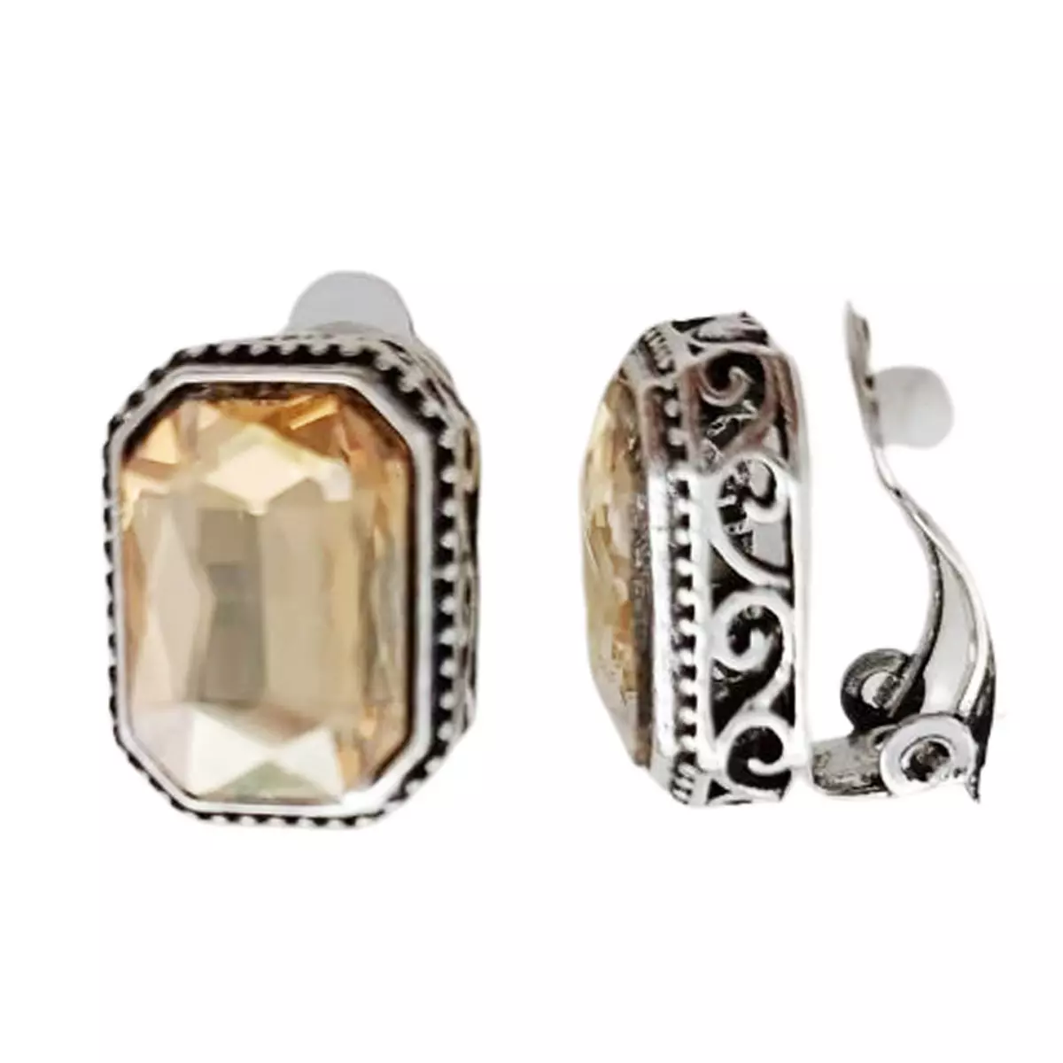 les trésors de lily Clips Créateur 'Sissi' ambre argenté 17x13 mm [R7545]