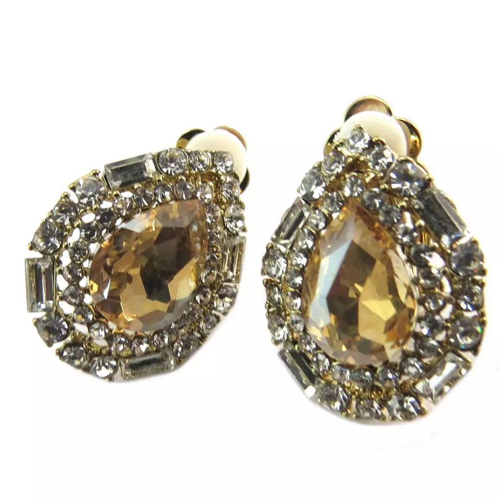 les trésors de lily Clips Créateur 'Sissi' ambre blanc doré 25x20 mm [P4749]