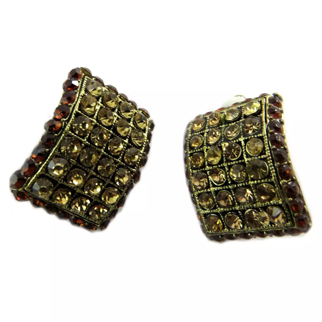 Les Trésors De Lily Clips Créateur 'Sissi' Beige Marron Doré 25x20 Mm [P4705]