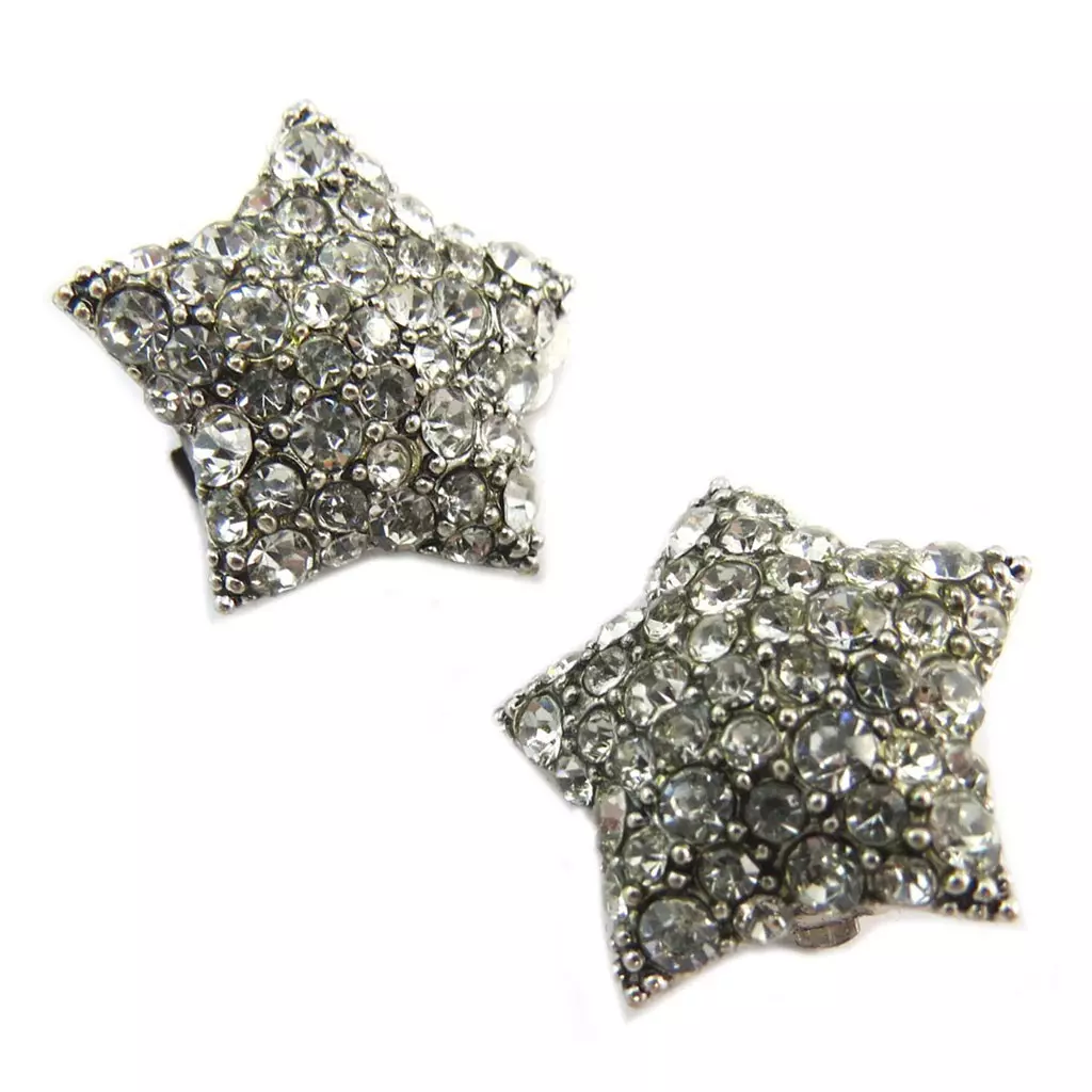 les trésors de lily Clips Créateur 'Sissi' blanc argenté (étoiles) 25x25 mm [P4700]