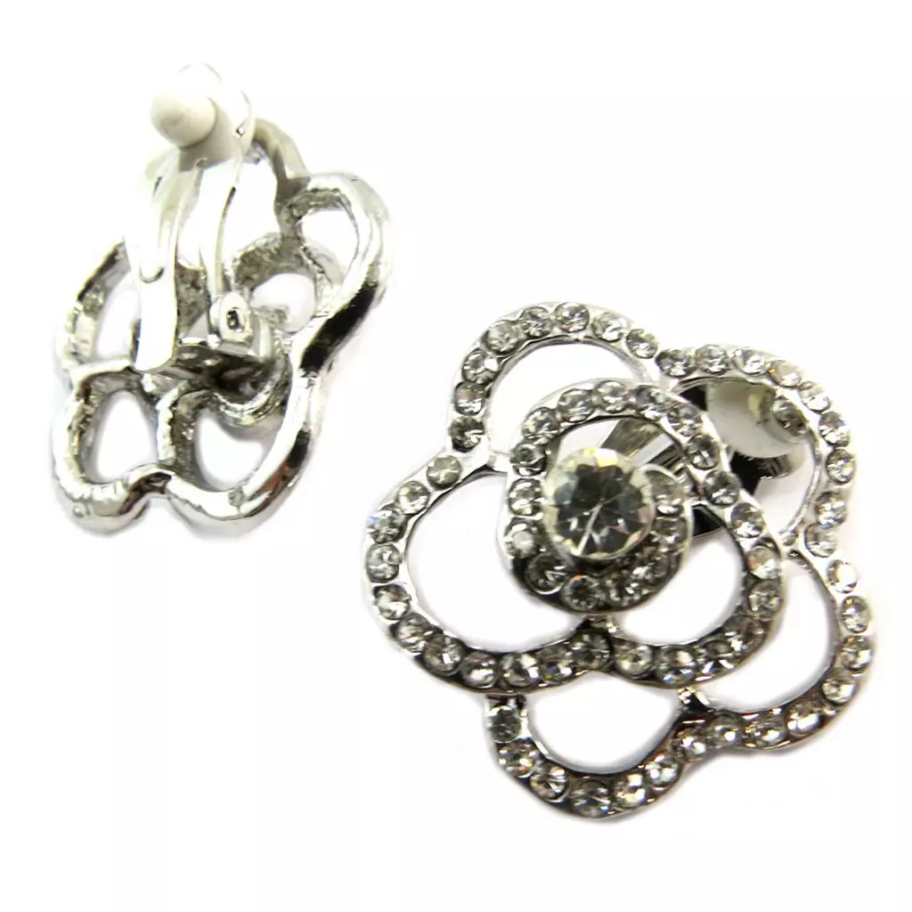 Les Trésors De Lily Clips Créateur 'Sissi' Blanc Argenté (fleur) 30 Mm [P4601]