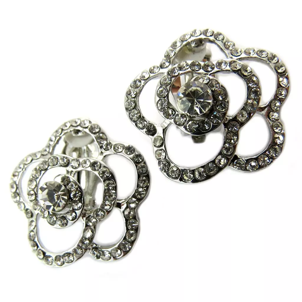 les trésors de lily Clips Créateur 'Sissi' blanc argenté (fleur) 30 mm [P4601]