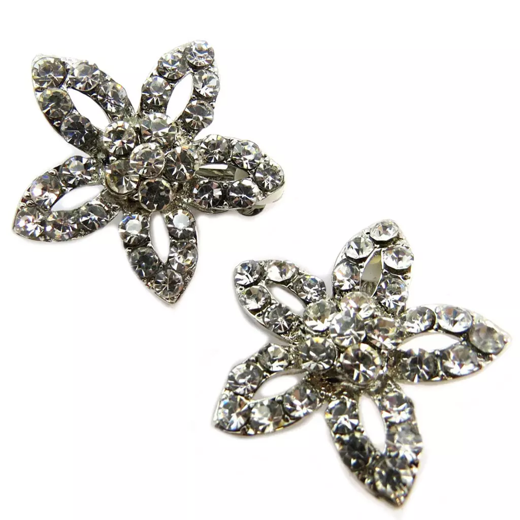les trésors de lily Clips Créateur 'Sissi' blanc argenté (fleurs) 35x35 mm [P4612]