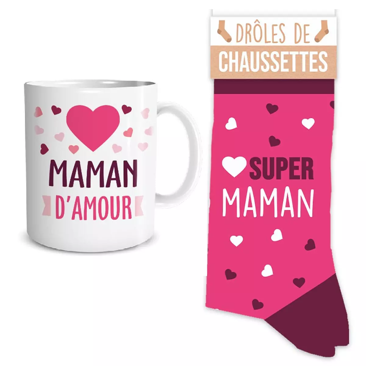 Les Trésors De Lily Coffret Tendresse Mug + Chaussettes 'Maman' Rose Mug 95x80 Mm (Super Maman) [R6845]