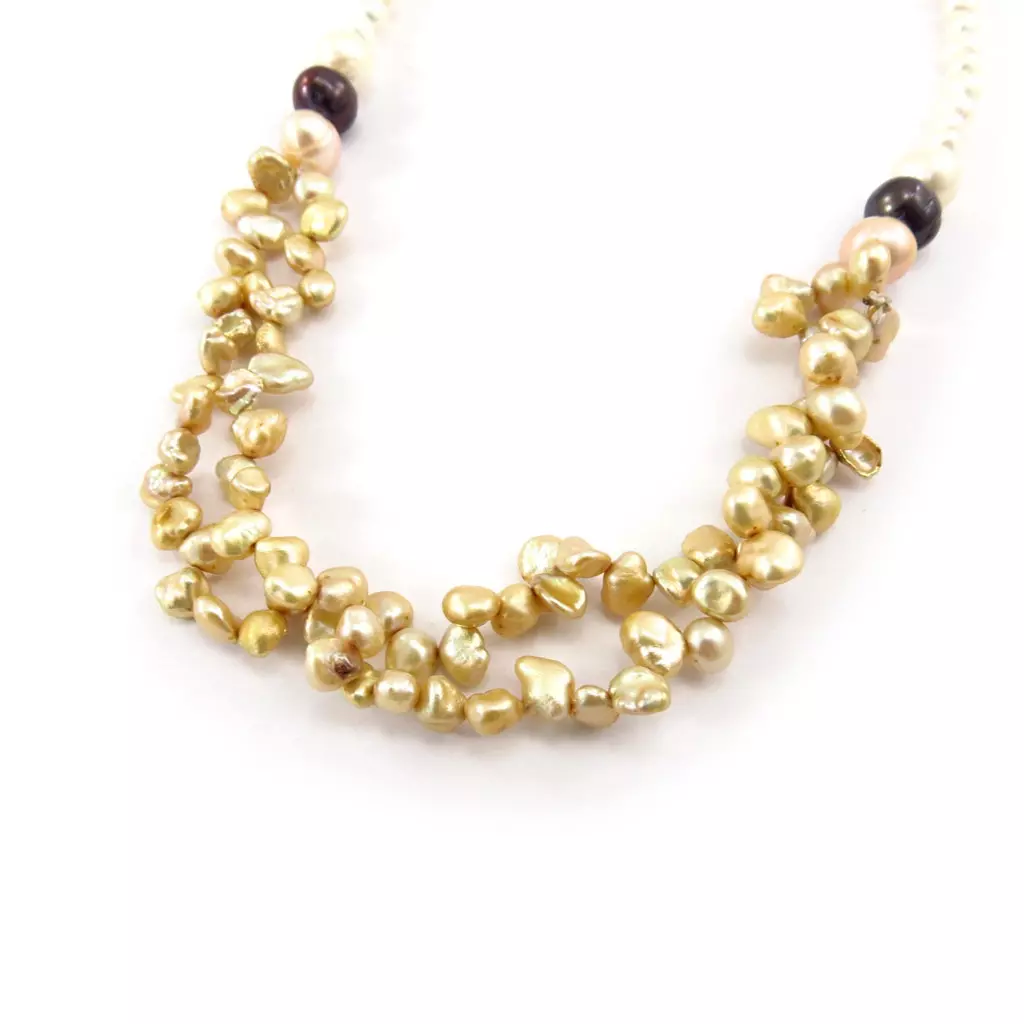 Les Trésors De Lily Collier 'Beauté BIWA' Beige Doré Ivoire [K1002]