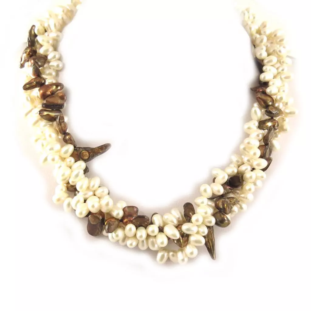 les trésors de lily Collier 'Biwa Gorgeous' Blanc Marron [C9076]