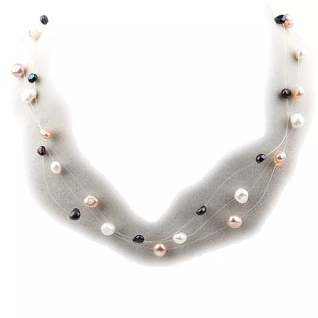 les trésors de lily Collier 'Brume Biwa' rose gris blanc nacré [K1154]