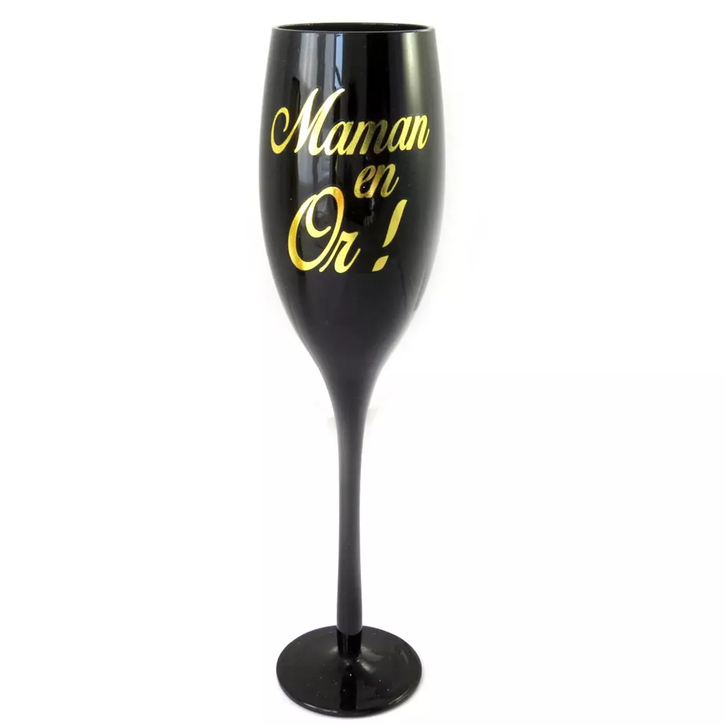 Les Trésors De Lily Coupe Flute à Champagne 'Maman En Or ' Noir Doré [M5045]