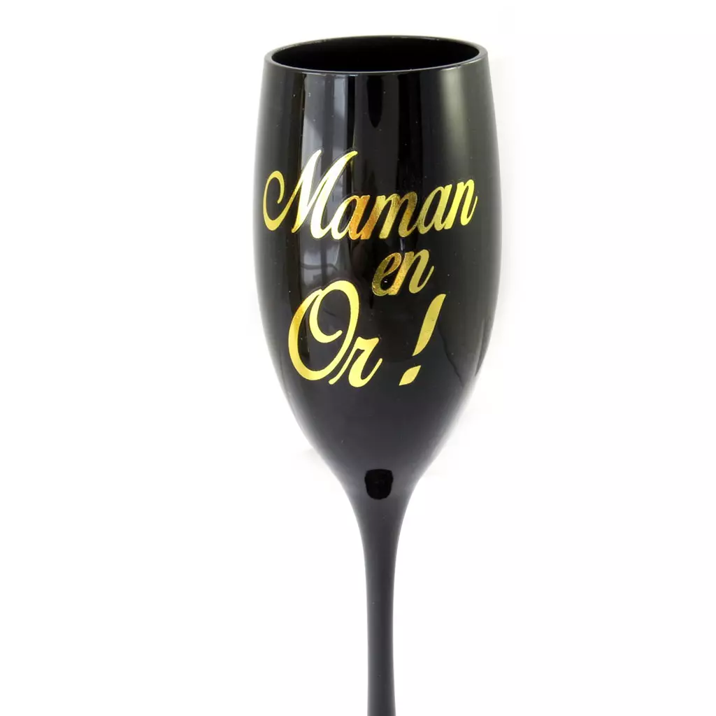Les Trésors De Lily Coupe Flute à Champagne 'Maman En Or ' Noir Doré [M5045]