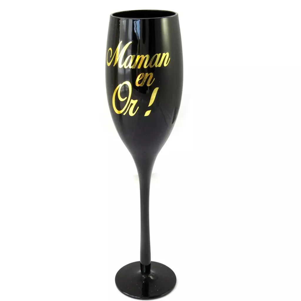 Les Trésors De Lily Coupe Flute à Champagne 'Maman En Or ' Noir Doré [M5045]