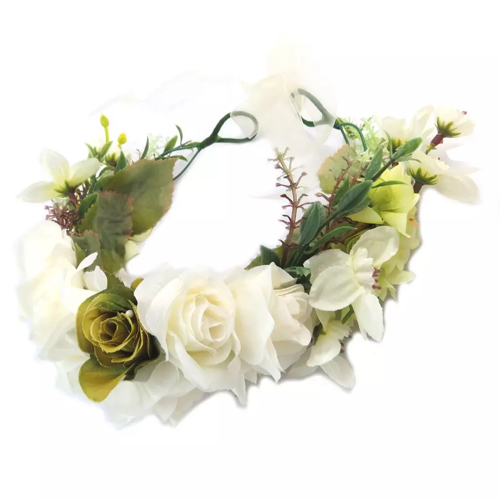 Les Trésors De Lily Couronne Créateur 'champêtre ' Beige Vert Largeur 85 Cm [P4794]