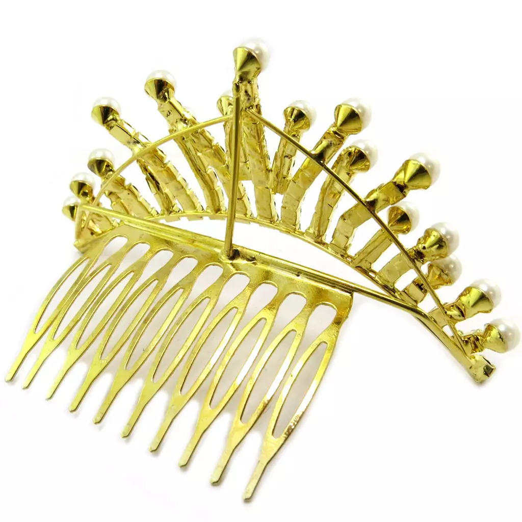 Les Trésors De Lily Diadème Peigne 'Sissi' Blanc Doré 10x4 Cm [P4784]