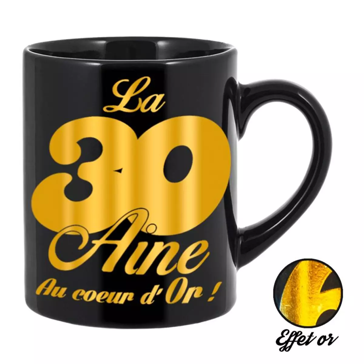 les trésors de lily Grand mug tendresse '30 aine' noir doré 11x105 cm [Q5577]