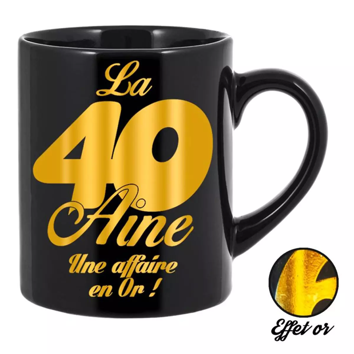 les trésors de lily Grand mug tendresse '40 aine' noir doré 11x105 cm [Q5576]